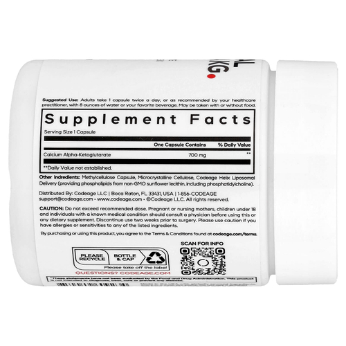 Codeage, Липосомальный кальций AKG, 700 мг, 60 растительных капсул