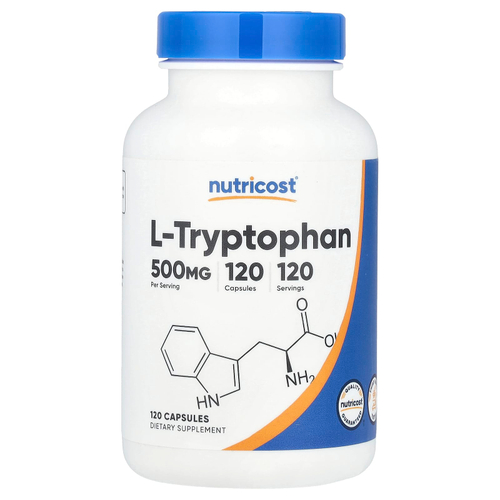 Nutricost, L-триптофан, 500 мг, 120 капсул