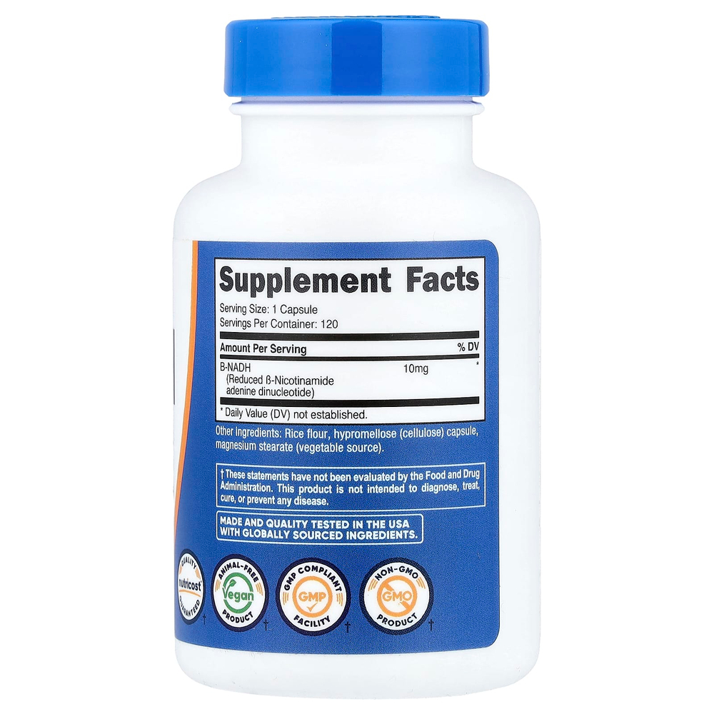 Nutricost, НАДН, 10 мг, 120 капсул