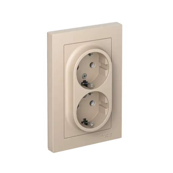 Розетка 2-м. AtlasDesign 16А с заземл. в сборе песочн. SE ATN001224