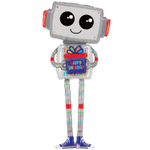 Шар Фольгированный HAPPY BIRTHDAY Робот (Серый)