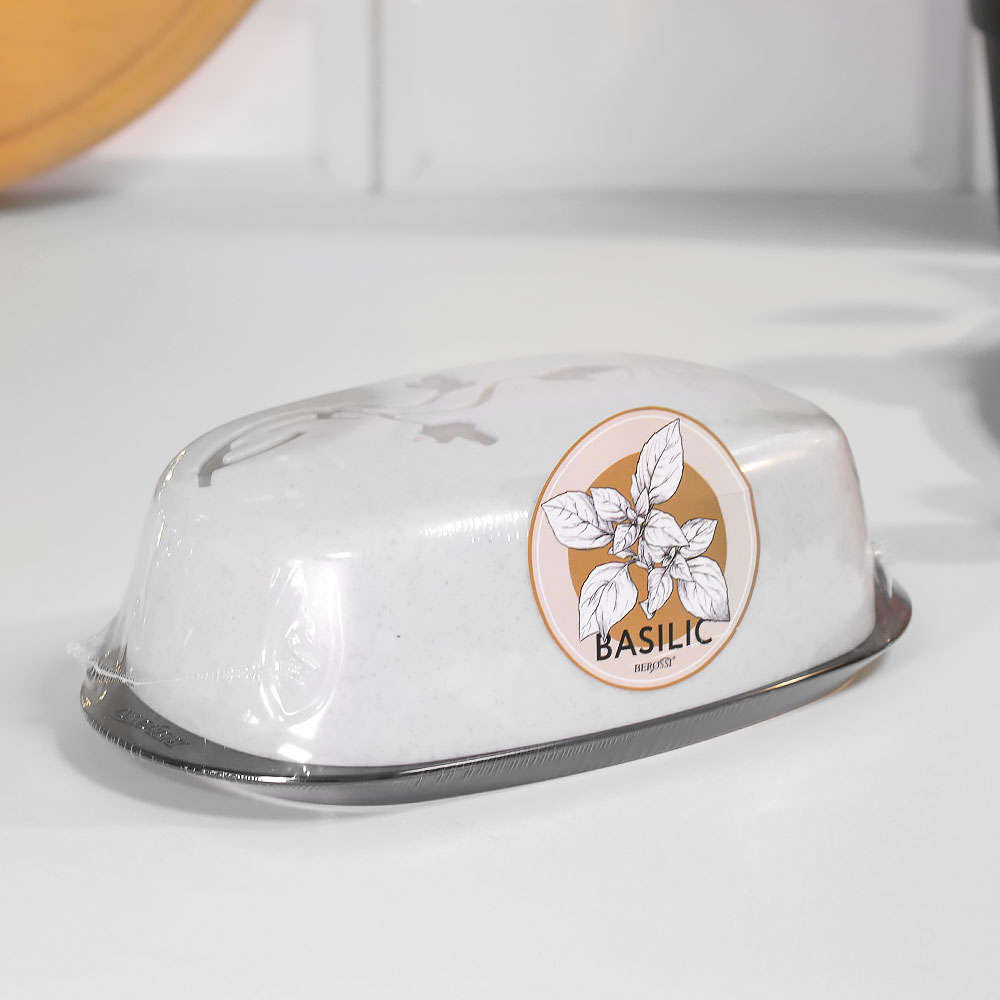 Масленка "Basilic", цвет белый мрамор