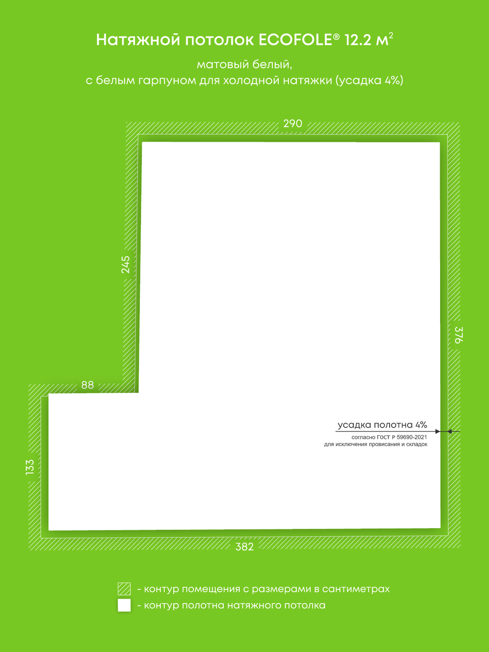 Натяжные потолки 14.1 м2, 12.2 м2, 8.3 м2