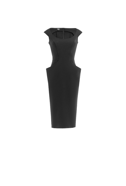Платье-футляр без рукавов черное 10-01-25 SS