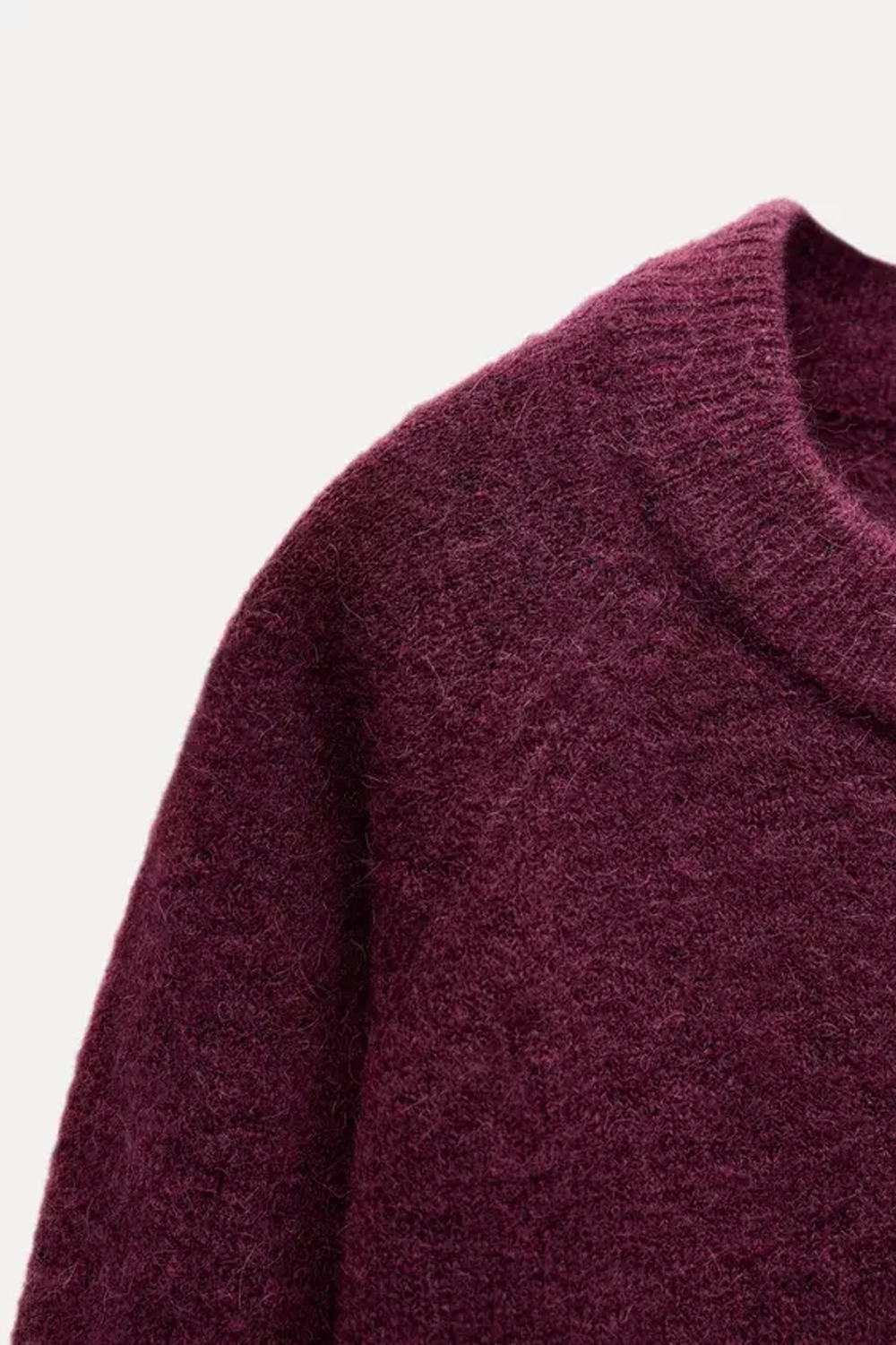 ZARA ОДНОТОННЫЙ СВИТЕР ИЗ ШЕРСТИ И АЛЬПАКИ, РОЗОВАТЫЙ