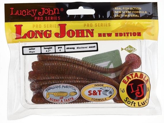 Виброхвосты съедобные LJ Pro Series LONG JOHN 4.2in (10,7 см), цв. S14, 6 шт.