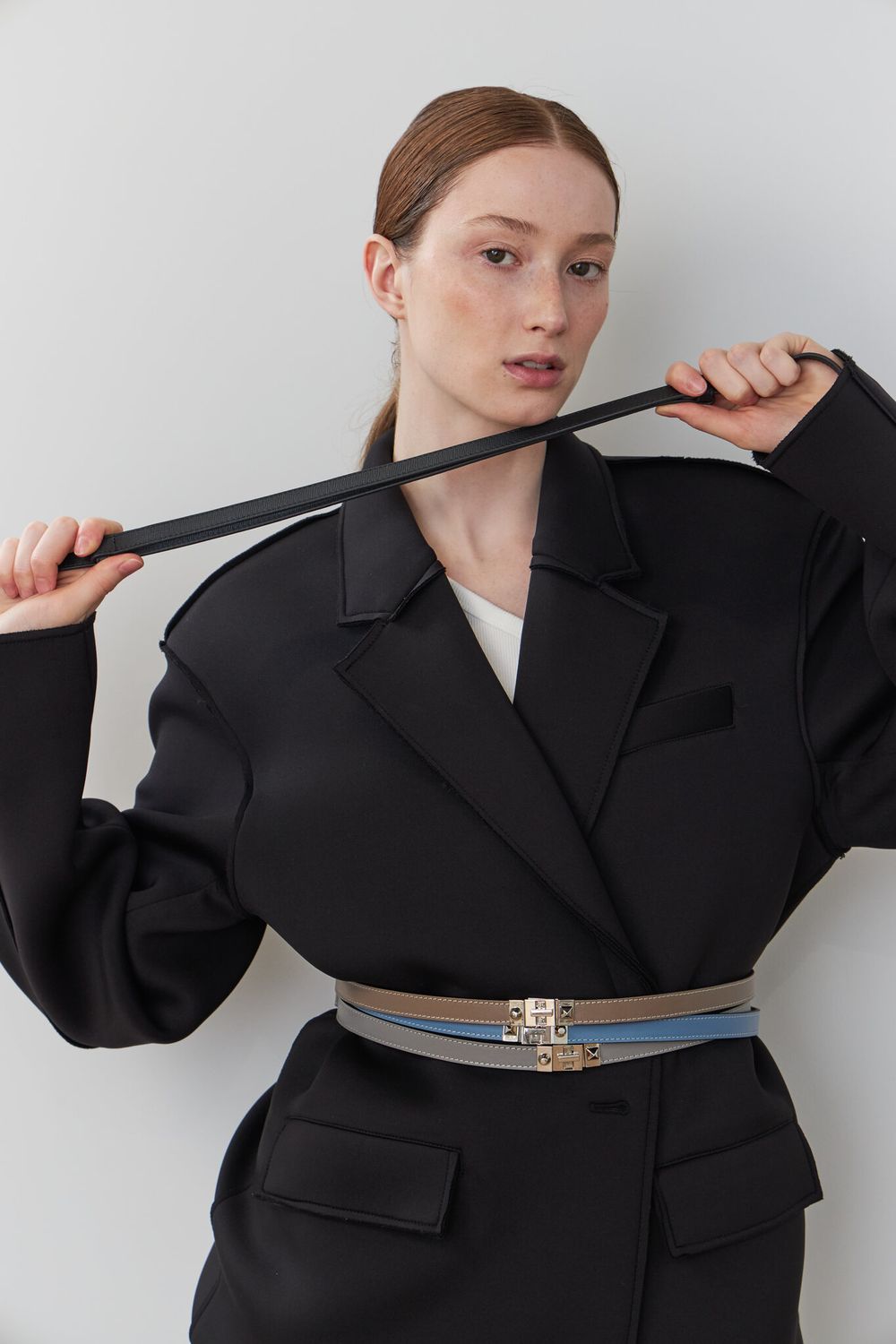 ТОНКИЙ РЕМЕНЬ С ЗАМОЧКОМ TAUPE|NUDE