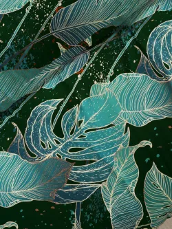 Простынь на резинке Полисатин Мечта "Monstera Gold" 180x200 см