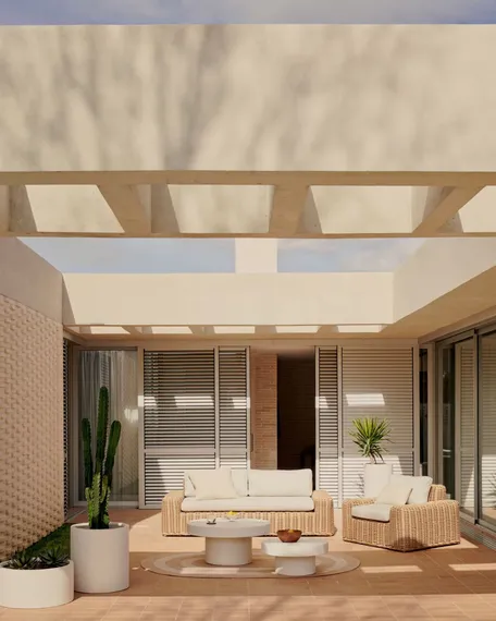 Журнальный столик Aiguablava, Ø66 см, белый цемент