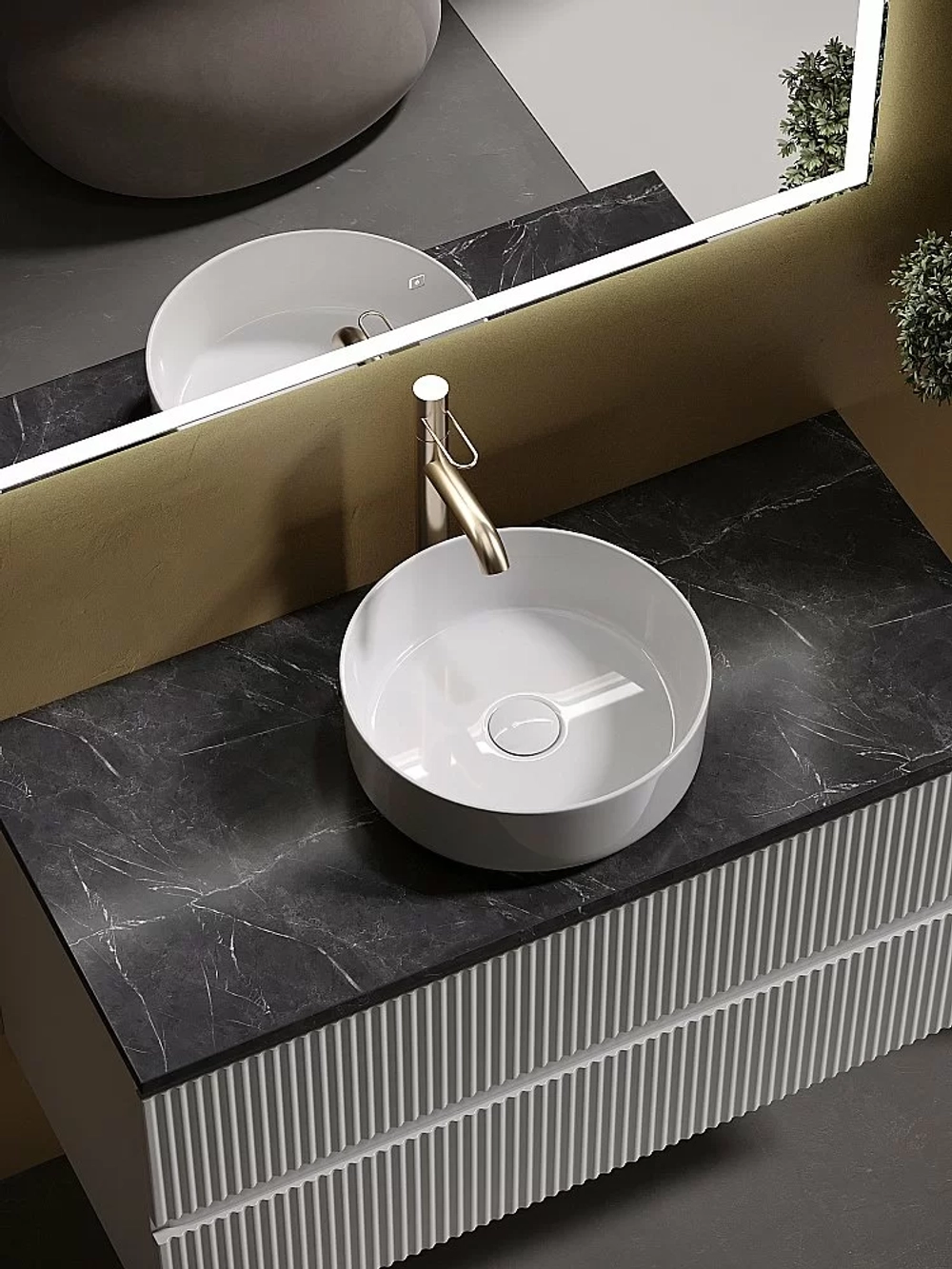 Тумба с раковиной Sancos SNOB R 100 со столешницей, белая матовый