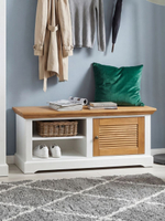 Обувница 120х40х50, Асти, сундук для обуви и вещей, банкетка в прихожую, комод, из МДФ и натурального дуба, белый, Dipriz