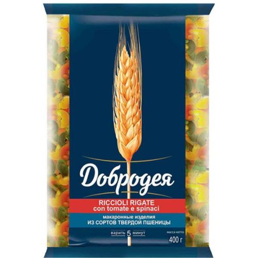 Макароны Riccioli Rigate Con Tomate E Spinaci 400 гр