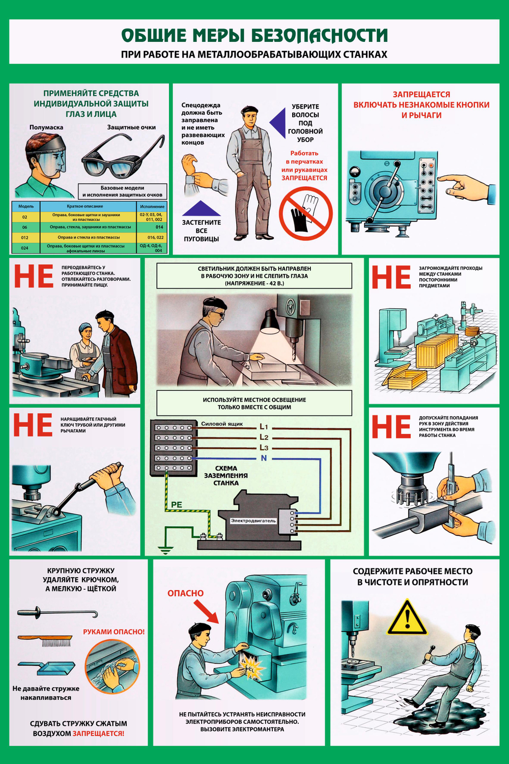 Информационный стенд "Общие меры безопасности при работе на металлообрабатывающих станках"