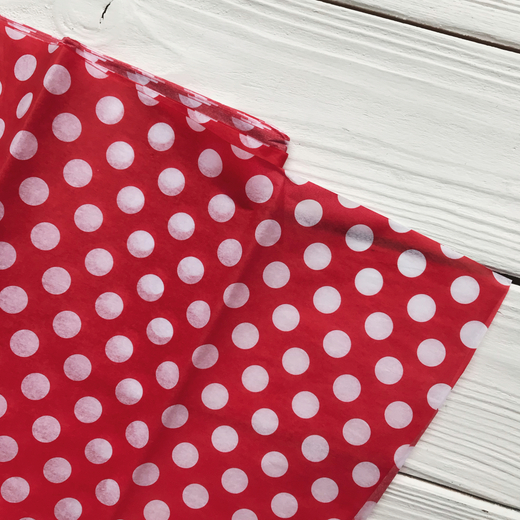 Бумага тишью 50 х 66 см (10 листов), горох на красном