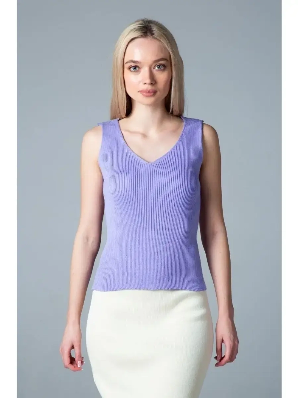 Топ вязаный, майка в рубчик