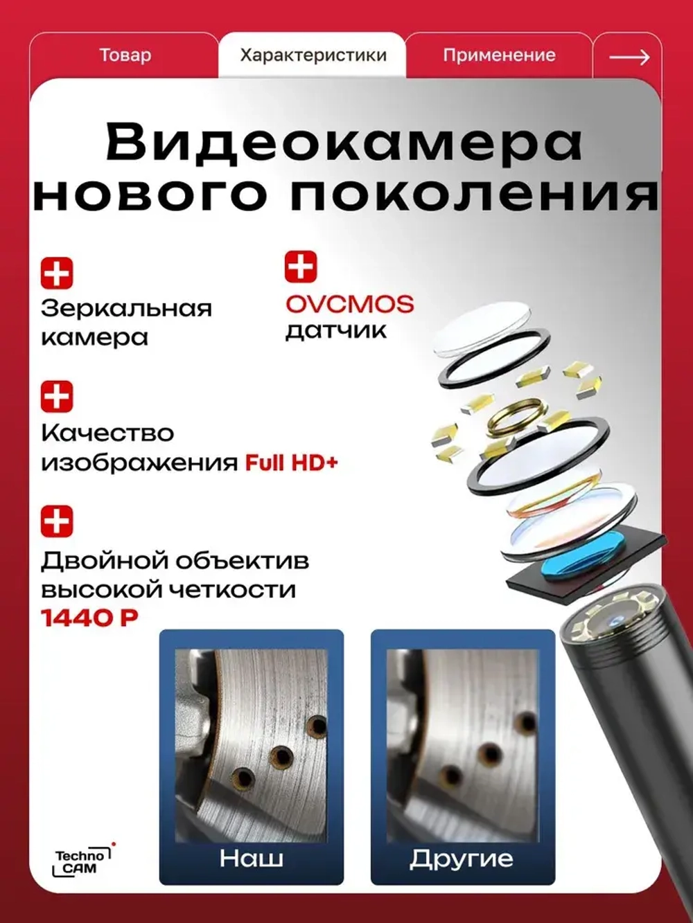 1 камера 3 метра / Видеоэндоскоп для смартфона TechnoCAM Type-C / Эндоскоп ПОЛУЖЕСТКИЙ шнур для Ipad и Iphone, Android, водонепроницаемый