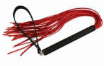 Красная кожаная плеть MIX с черной рукоятью - 47 см. (Цвет: красный с черным)