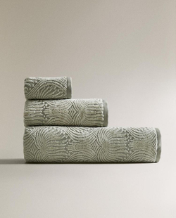 ZARA HOME ПОЛОТЕНЦЕ С МЕЛАНЖЕВЫМ УЗОРОМ, СВЕТЛО-ЗЕЛЕНЫЙ