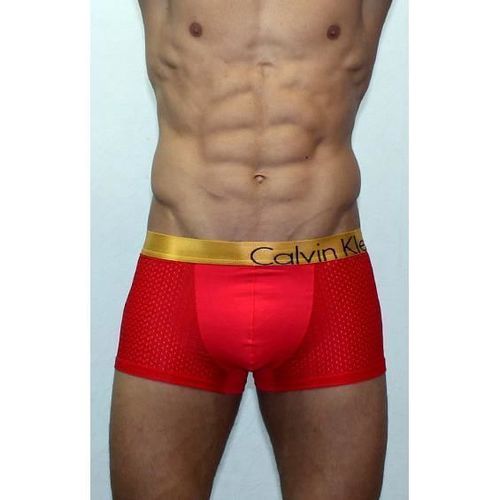 Мужские трусы боксеры красные с золотистой резинкой Calvin Klein Bold Boxer со вставкой