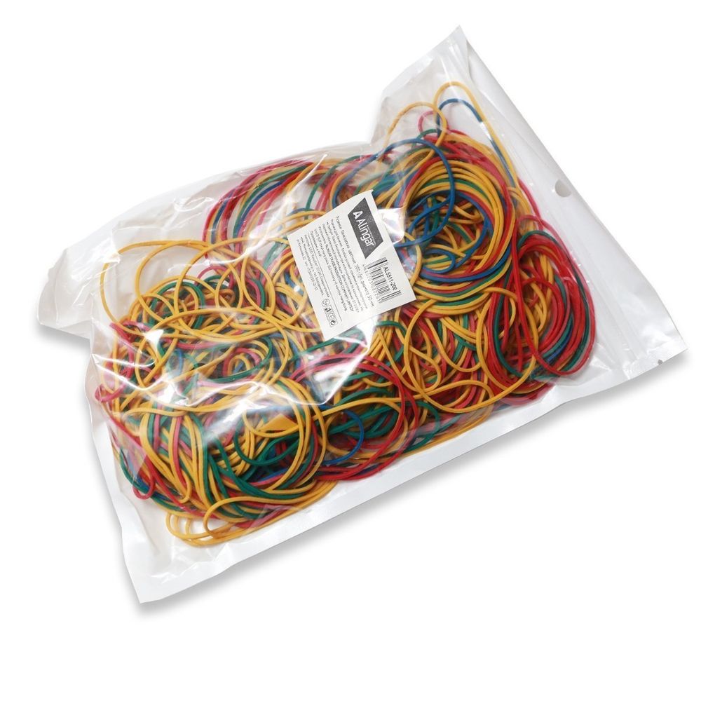 Резинки для денег банковские 50 мм, Alingar, 200 гр, цветные, зип - пакет, европодвес Резинки для денег банковские 50 мм, Alingar, 200 гр, цветные, зип - пакет, европодвес