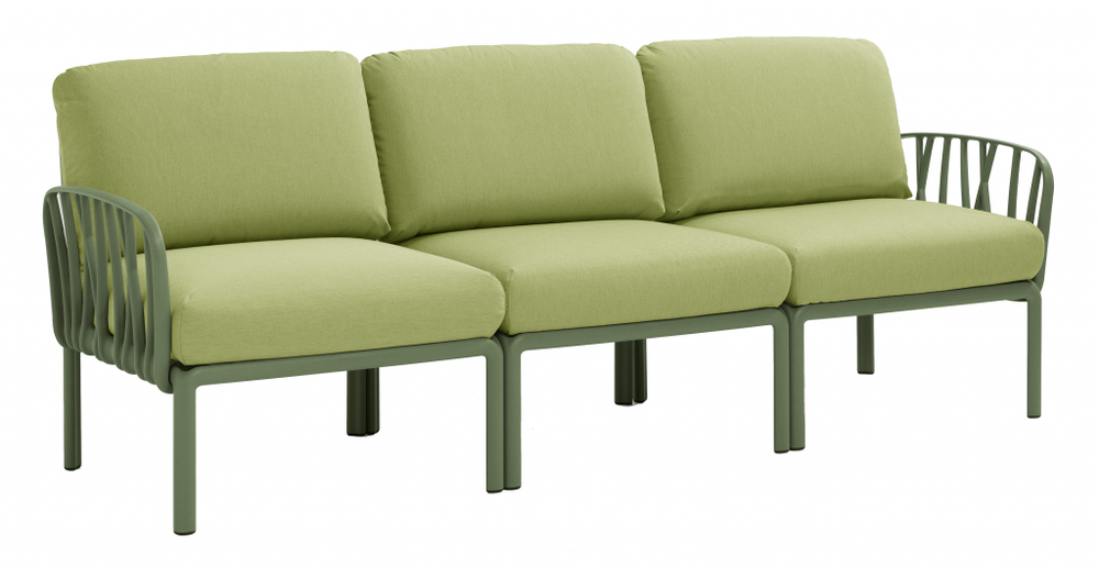 Диван пластиковый с подушками Nardi Komodo 3, агава, авокадо