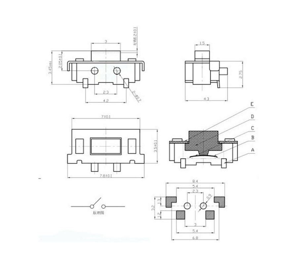 Кнопка тактовая ЕТ S-SMD 3*6*3.5мм