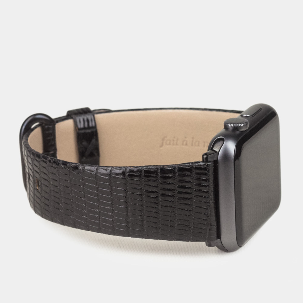 Ремешок для Apple Watch 42/44mm Classic из кожи ящерицы черного цвета