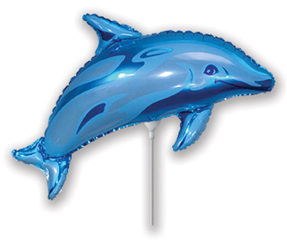 Шар (15''/38 см) Мини-фигура, Дельфин, Синий, 1 шт.