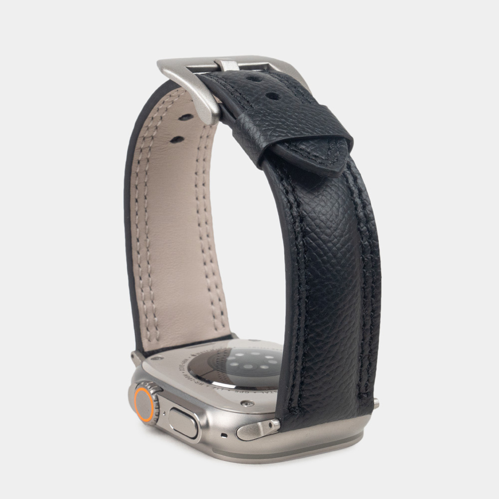 Ремешок для Apple Watch Ultra 49mm из кожи сафьяно,черного цвета