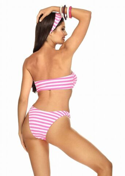 Раздельный купальник бандо в широкую полоску (Размер: 80/40) (Цвет: белый с розовым)