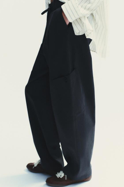 ZARA БРЮКИ-БАЛЛОНЫ КАРГО, ЧЕРНЫЙ