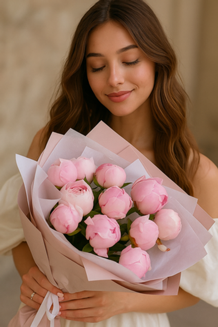 Букет из пионов "В нежных облаках"