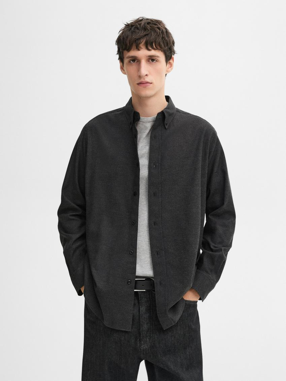 Massimo Dutti Рубашка из 100% хлопка, серый