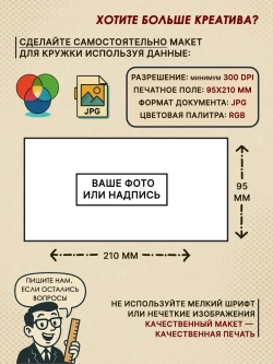 Кружка с фотографией, своим принтом и надписью на заказ