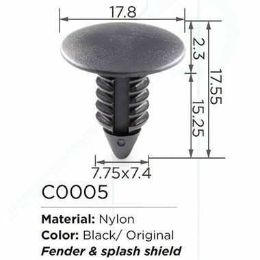 Клипса для крепления внутренней обшивки а/м GM пластиковая (100шт/уп.)