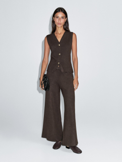 Massimo Dutti Широкие трикотажные брюки, коричневый