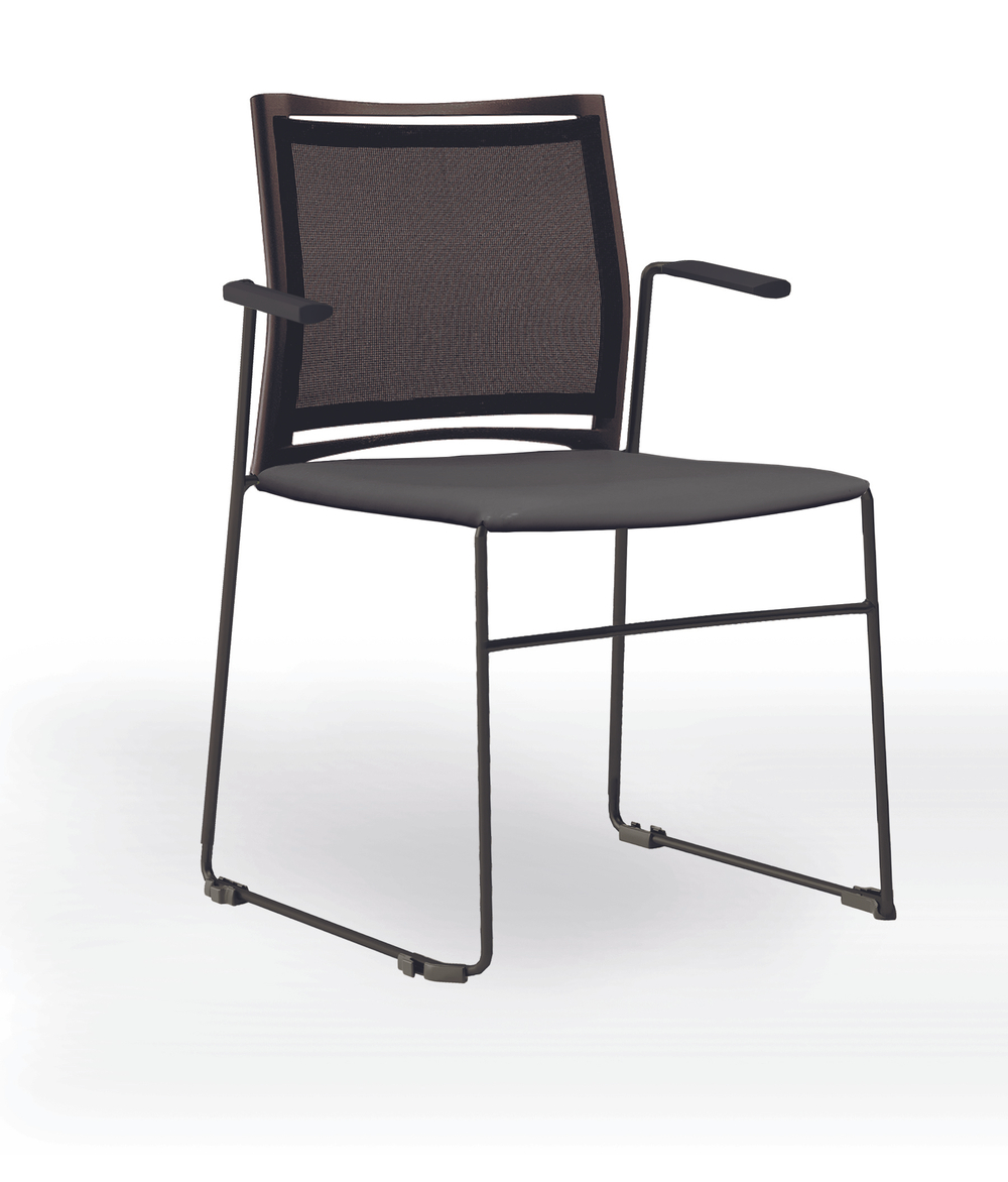 Web стул на полозьях с подлокотниками и спинкой-сеткой