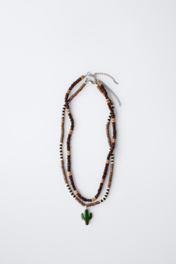 ZARA ПОДВЕСКА ИЗ ДЕРЕВЯННЫХ БУСИН, КОРИЧНЕВЫЙ