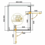 Душевой уголок Cezares Slider 90x90 A-2-80/90-C-BORO стекло прозрачное/профиль золото брашированное