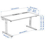 Письменный стол с регулировкой по высоте - IKEA MITTZON/МИТТЗОН ИКЕА, 120х60х65-85 см, белый