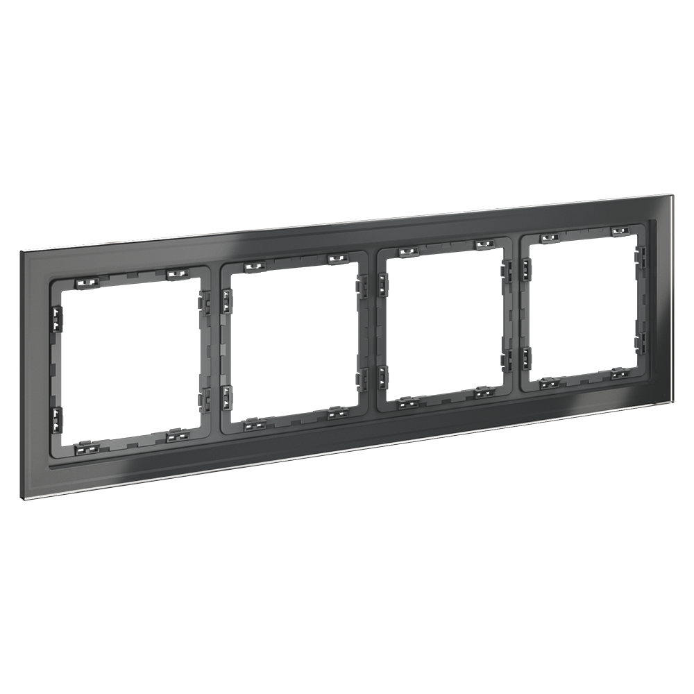 Рамка стеклянная VOLTUM S70 на 4 поста, (графит, стекло)