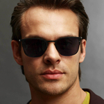 Черные солнцезащитные очки из титана с темно-синими линзами. Модель 11