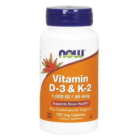 Now Foods Витамин D3+K2 - 120 капсул