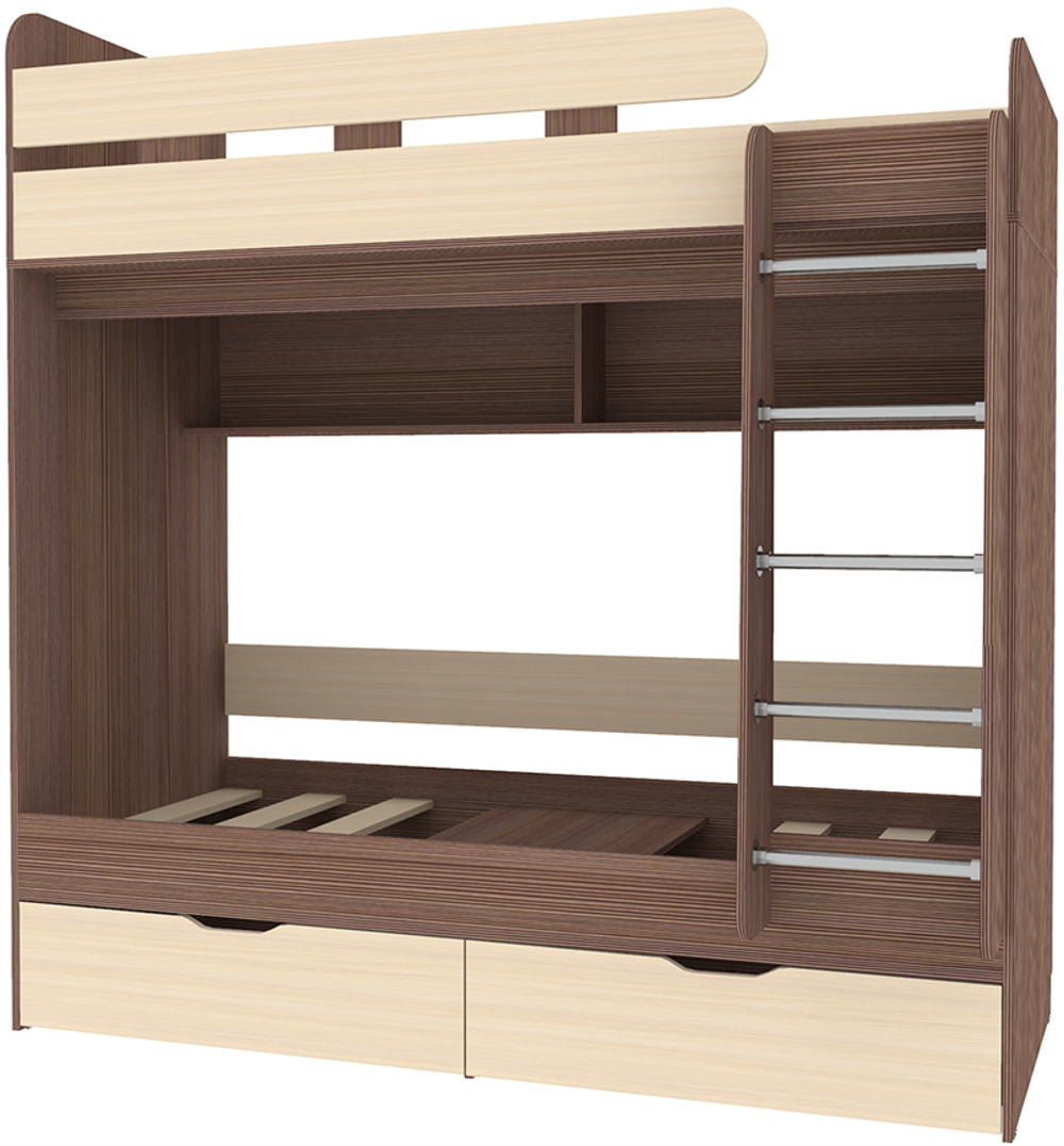 Двухъярусная кровать КарИВи Юниор 5 80x160 Бодего Темный  Дуб Молочный