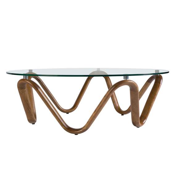 Журнальный столик 2124/CT20048 из стекла и ореха