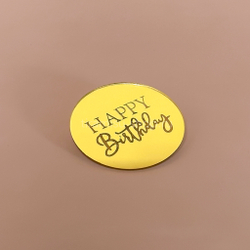 Медальон круглый акриловый Happy Birthday золото, 1 шт