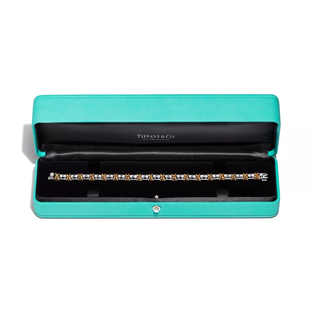 Браслет из жёлтого золота и платины с бриллиантами, Tiffany 💠Jean Shlumberge Sixteen stone