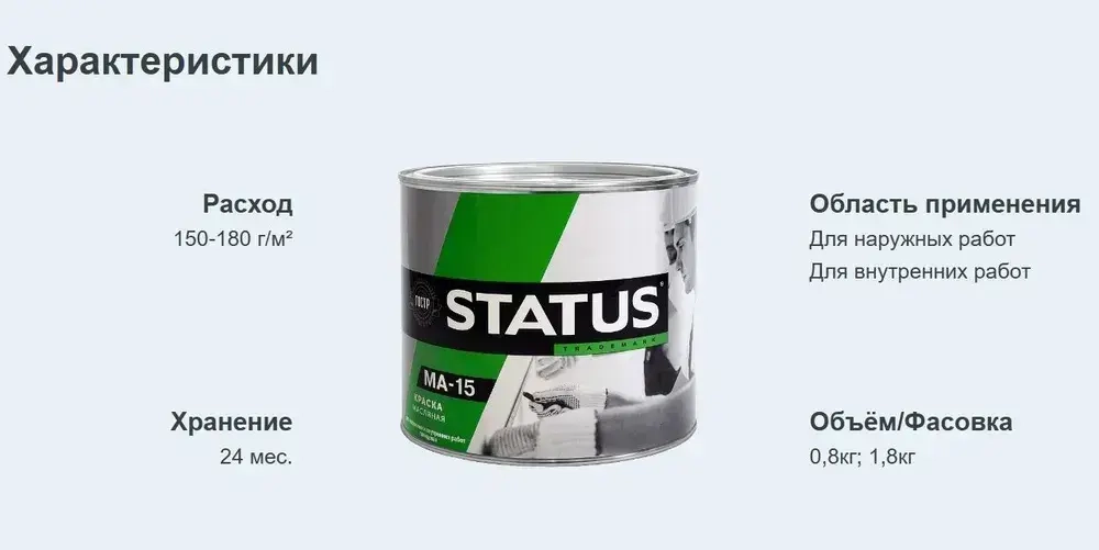 РАДУГАМАЛЕР Краска Гладкая, до 60°, Масляная, Глянцевое покрытие, 1.8 кг, серый