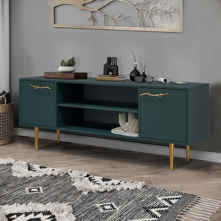 Тумба под ТВ Арт Колор matte 155см Стайл Голд Зеленый бирюзовый матовый