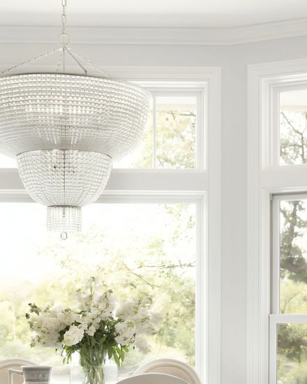 Большая серебряная люстра “Карла” со стеклянными бусами